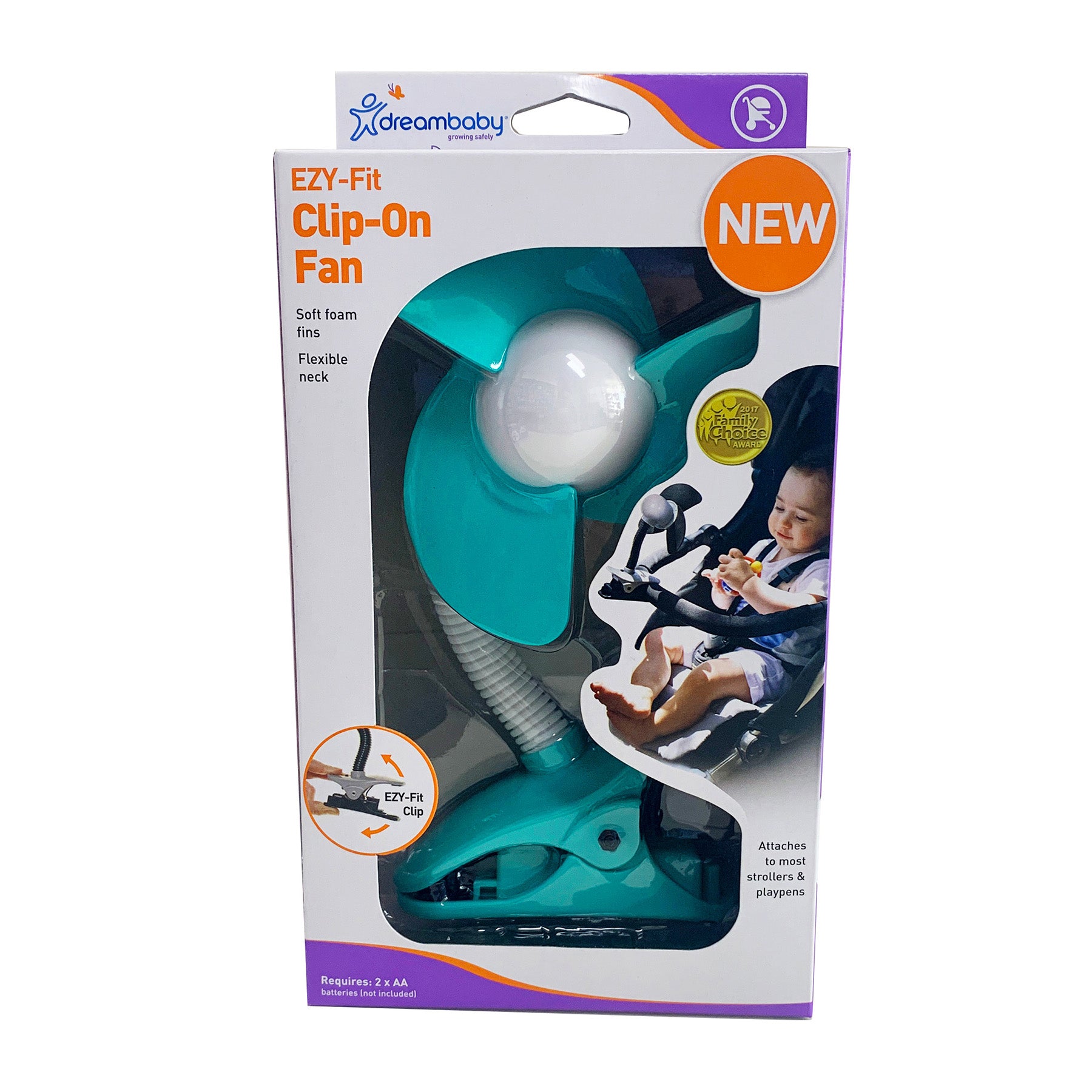 Dreambaby EZY-Fit Clip-On Fan, Aqua - Image 3
