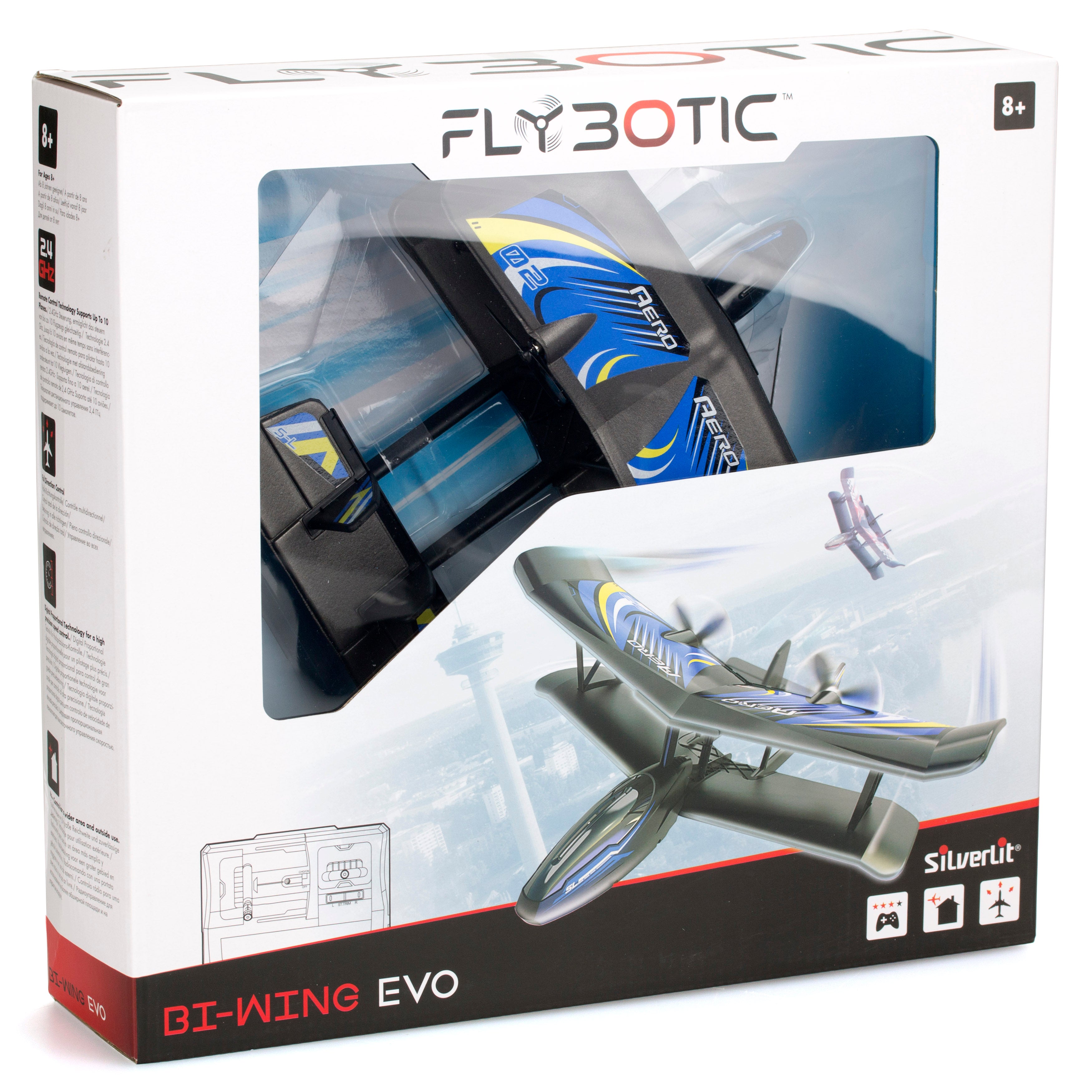 Alternative view of FLYBOTIC 3-Channel 2.4GHz Bi-Wing Evo RC Plane - Blue