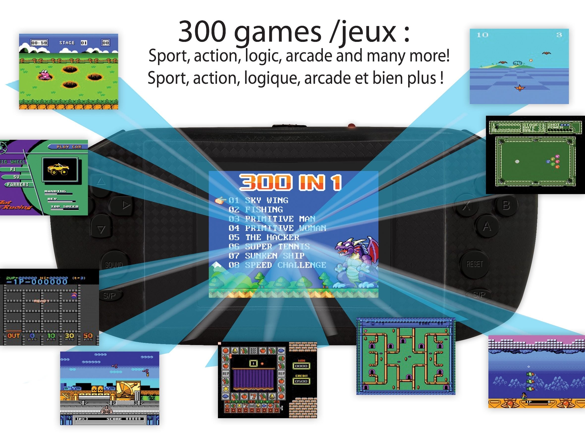 Alternative view of Lexibook Compact Power Arcade Handheld Gaming Console, 300 Games, Black