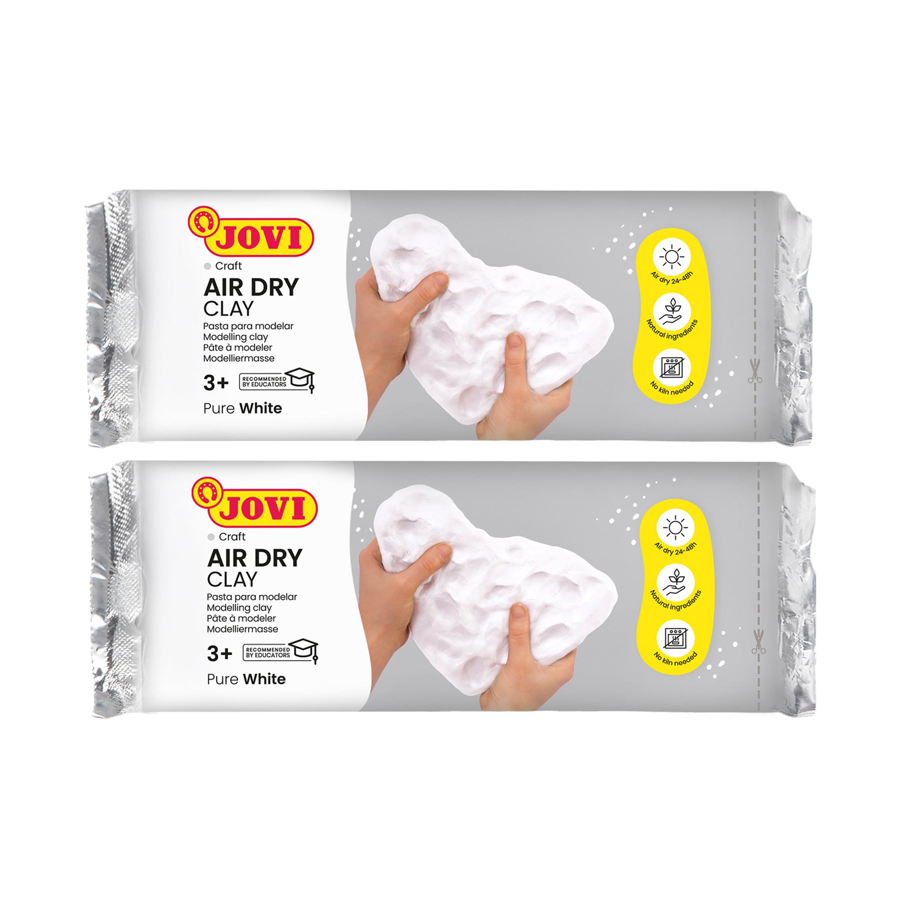 JOVI No-Bake Craft Air Dry Clay, White, 2.2lb Bar, 2-Pack