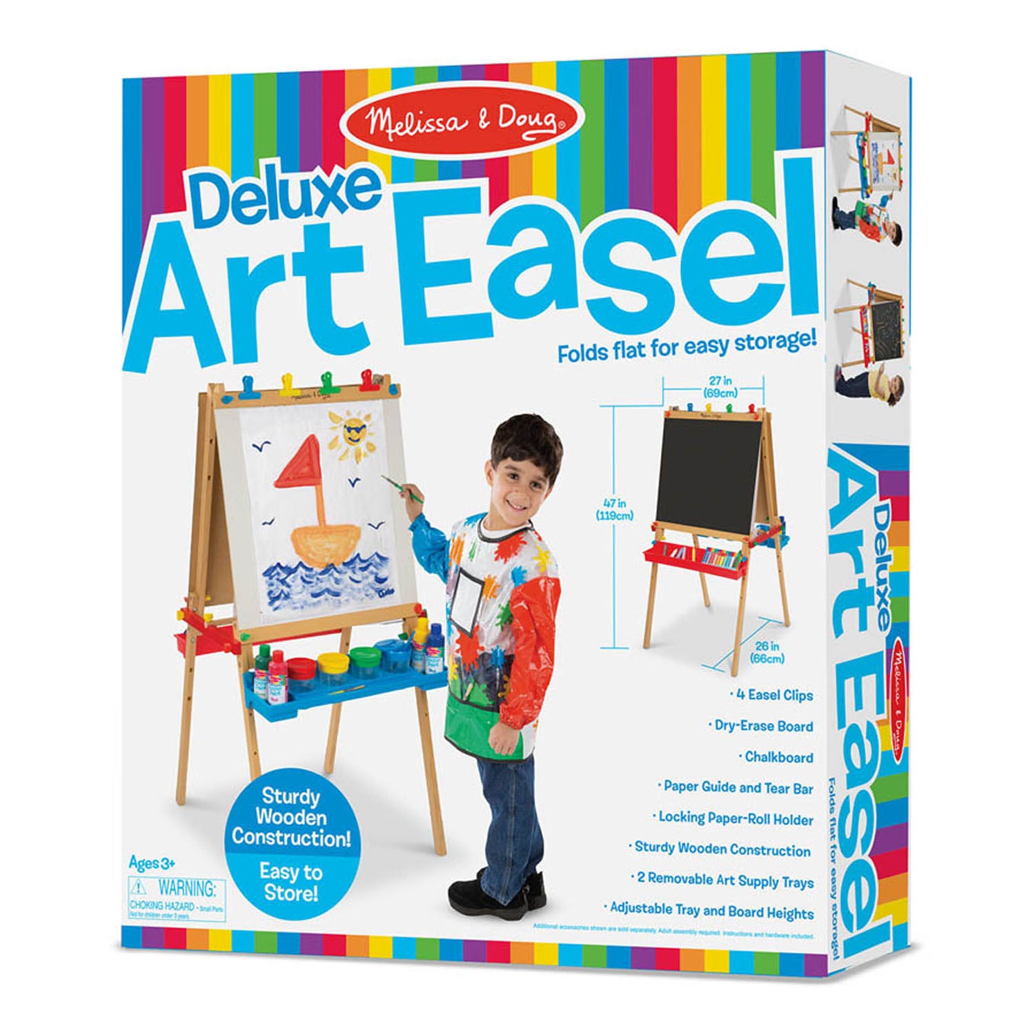 Alternative view of Melissa & Doug Deluxe Adjustable Wooden Art Easel for Kids - Double-Sided Board