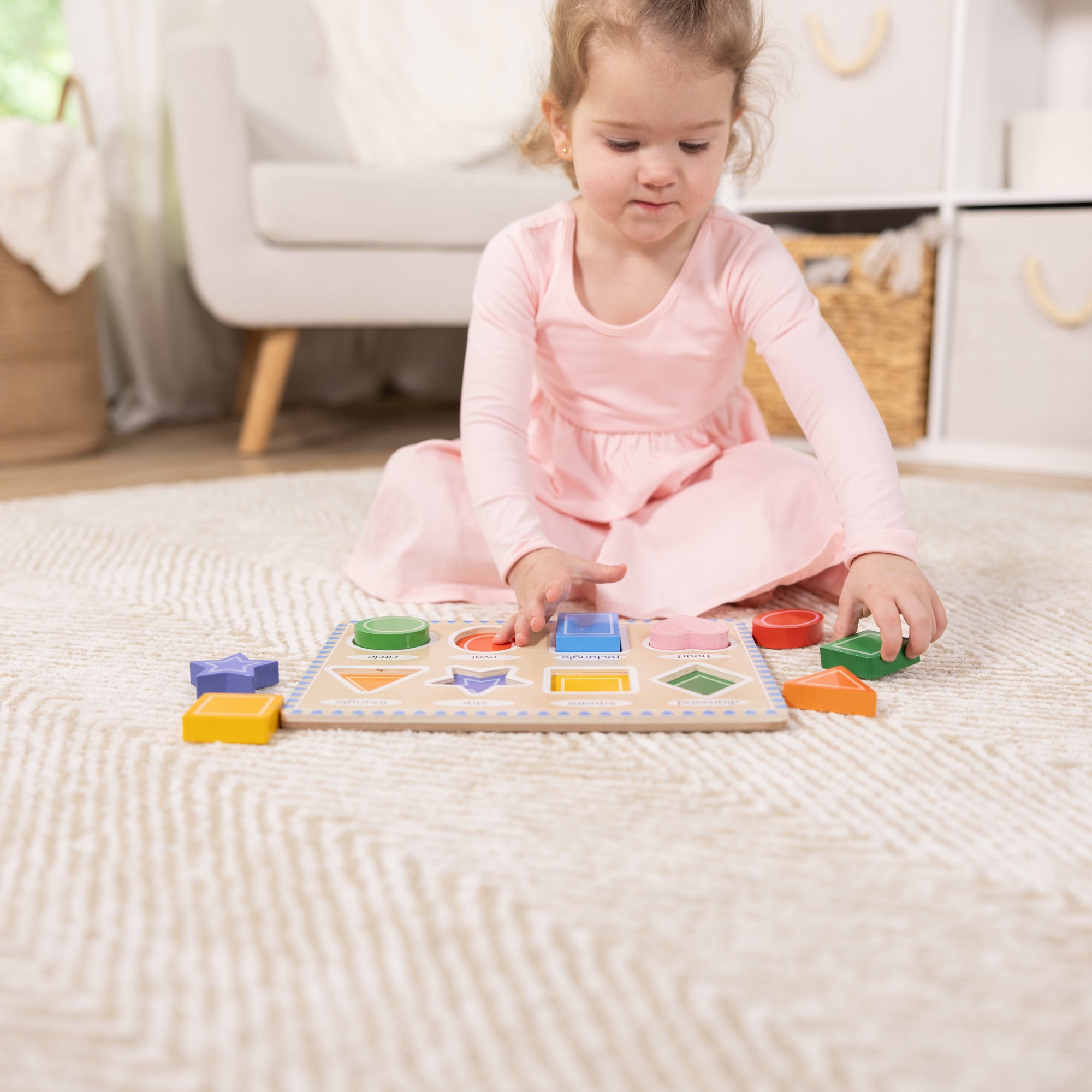 Melissa & Doug Bright Shapes 8-Piece Wooden Chunky Puzzle - Image 7