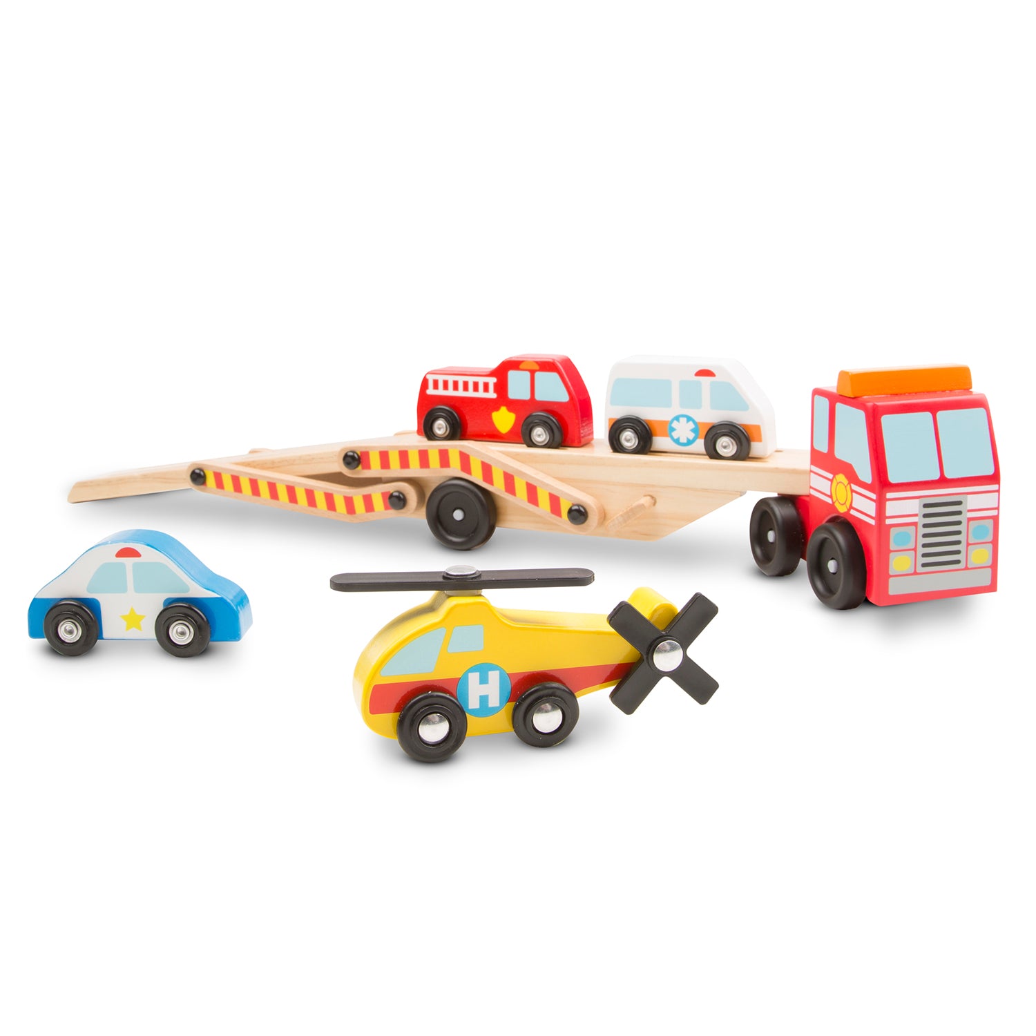 Alternative view of Melissa & Doug Wooden Emergency Vehicle Carrier Set