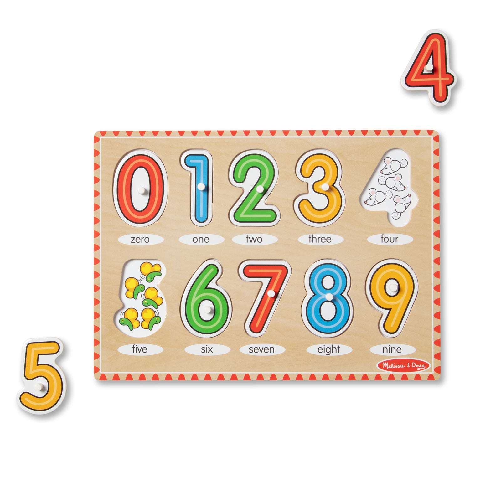 Melissa & Doug See-Inside Numbers Wooden Peg Puzzle - 10 pc - Image 4