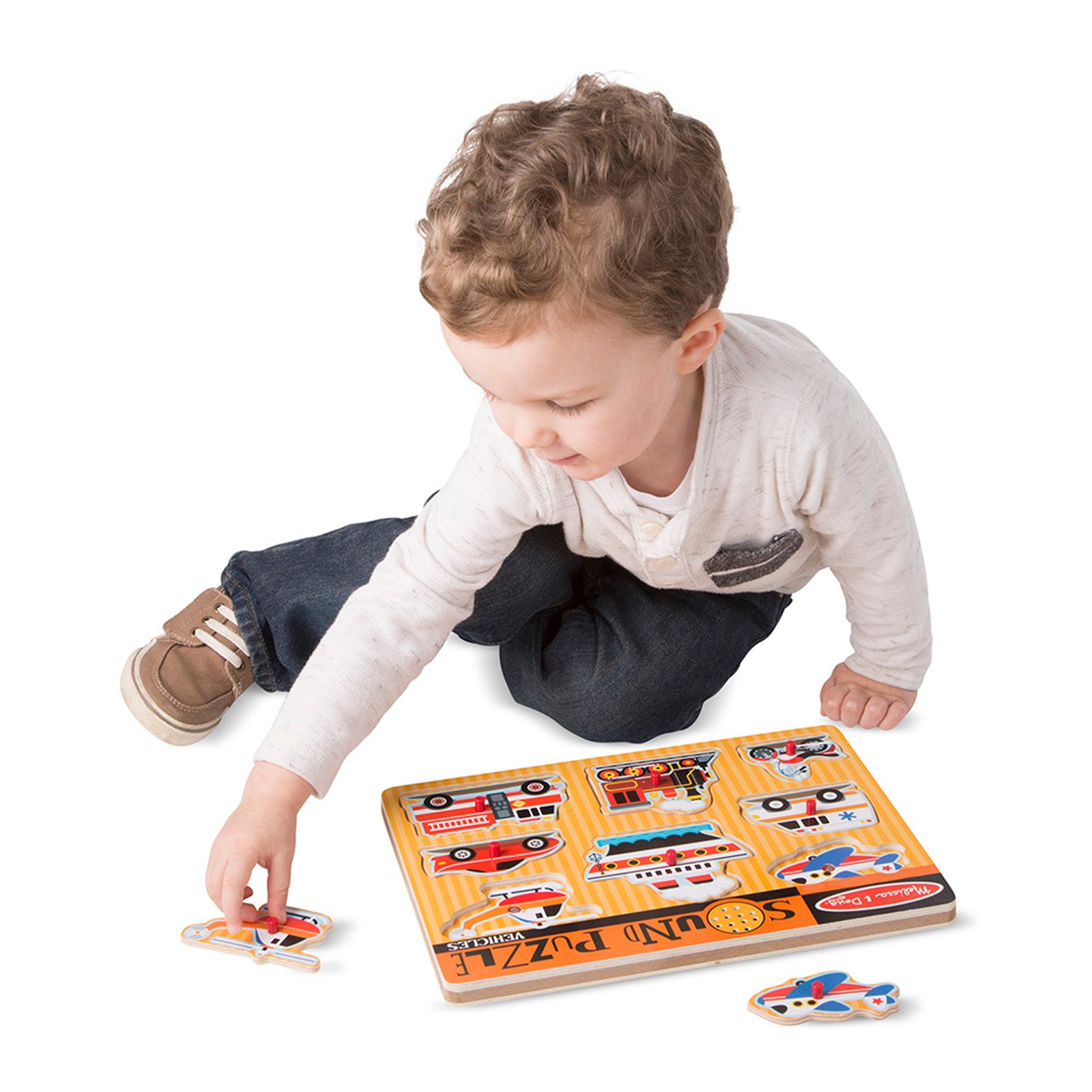 Melissa & Doug Vehicles Sound Puzzle - 8 pc Wooden Peg - Image 3