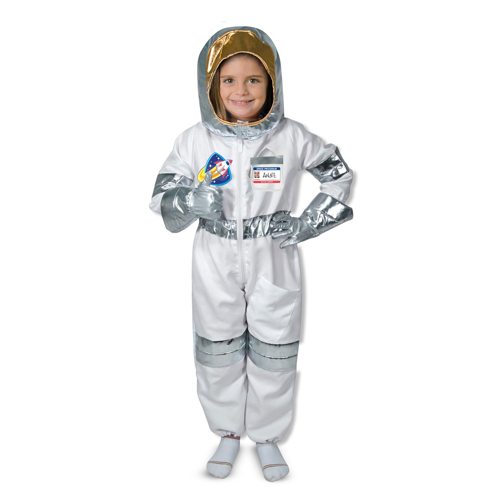 Melissa & Doug Astronaut Role Play Costume Set - Galactic Explorer - White & Silver - Image 3