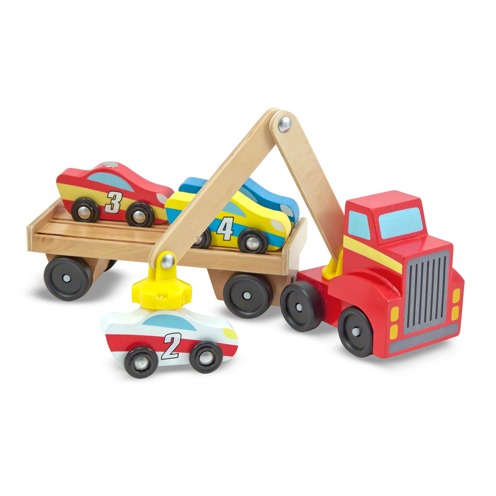 Melissa & Doug Magnetic Car Loader - Colorful Wooden Toy Set - Image 4