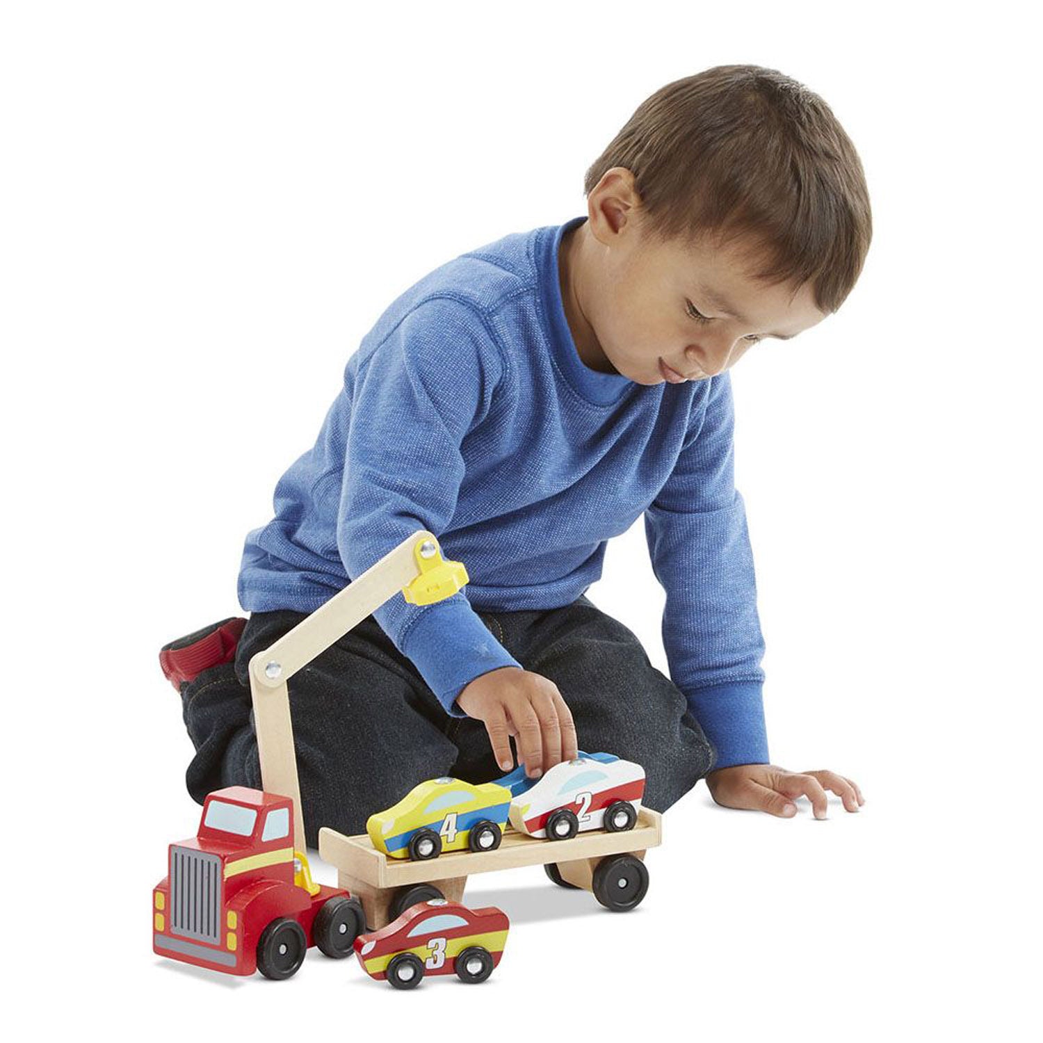 Melissa & Doug Magnetic Car Loader - Colorful Wooden Toy Set - Image 5