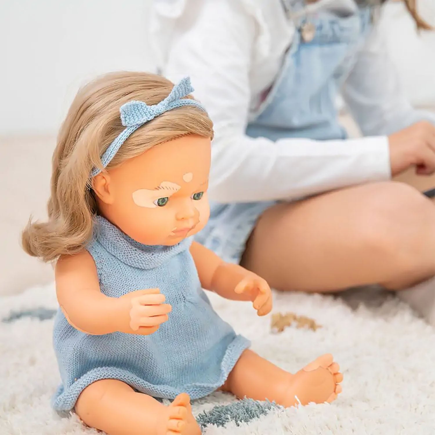 Miniland 15-inch Baby Doll with Vitiligo - Golden Locks - Image 3
