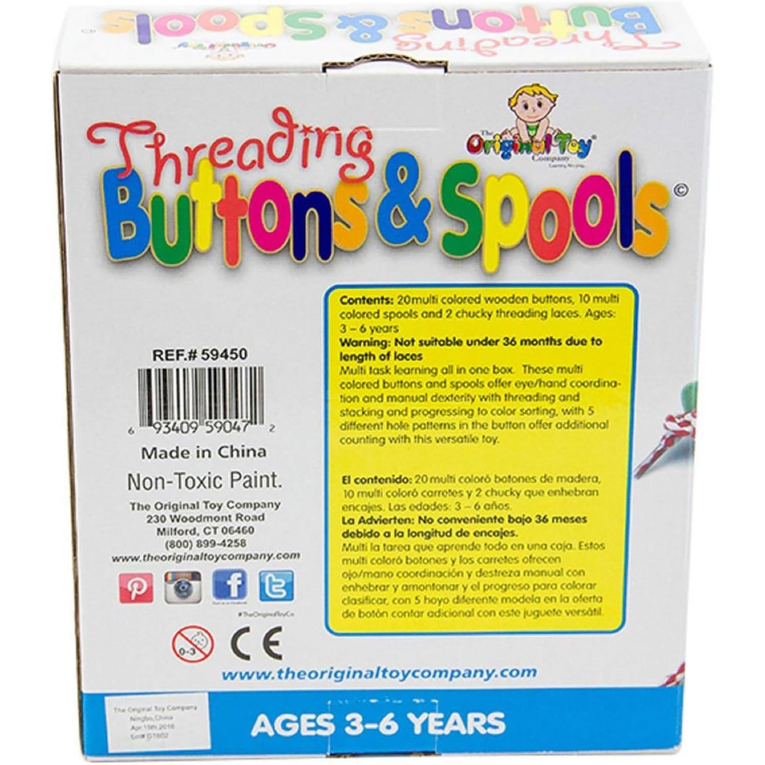 Original Toy Company Colorful Threading Buttons & Spools Set - Creative Play - Image 3