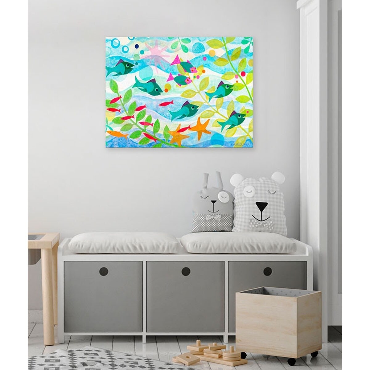 Oopsy Daisys Friendly Fish C: Turquoise Toddler Room Art - Image 2