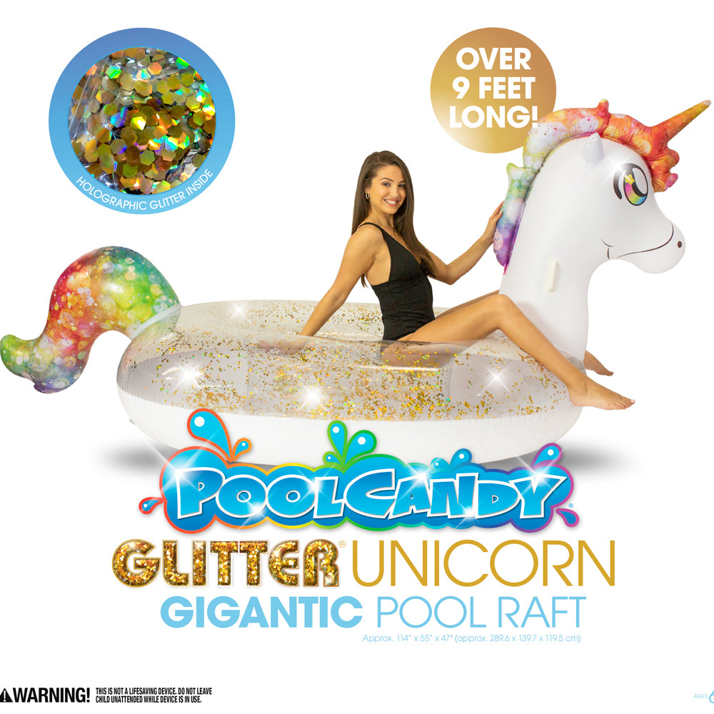 Alternative view of PoolCandy Glitter Unicorn Gigantic Pool Raft - Holographic Sparkle