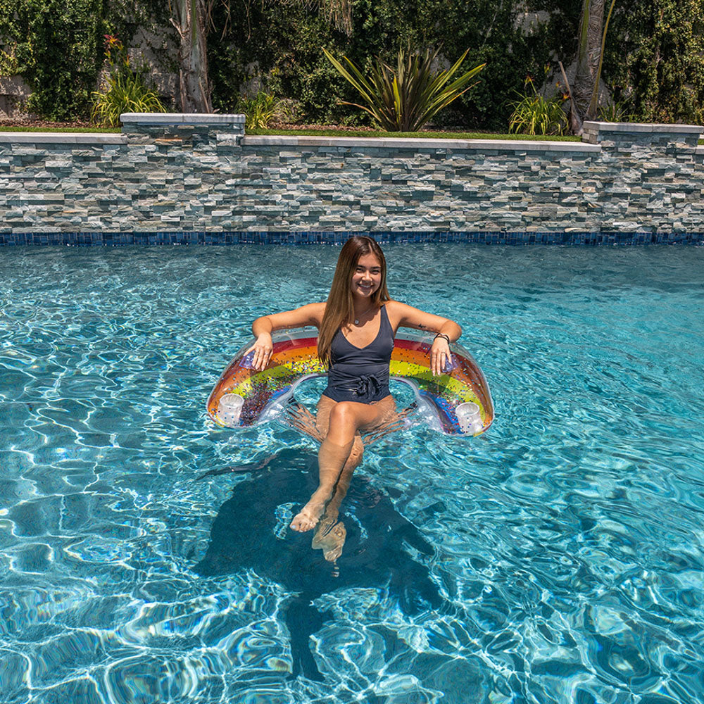 PoolCandy Rainbow Glitter Large Sun Chair – Classic Rainbow - Image 2