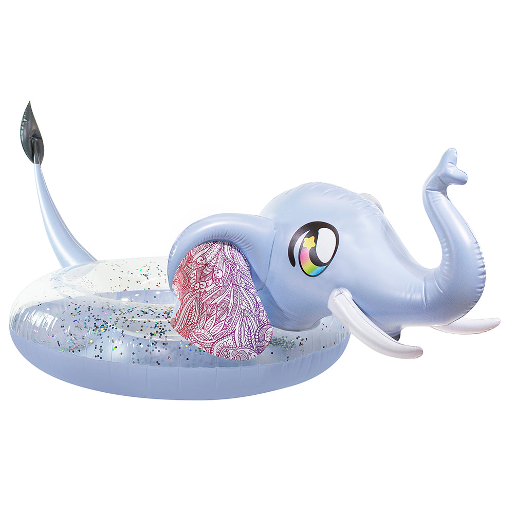 PoolCandy Glitter Elephant Jumbo 48" Beach & Pool Tube with Drink Float - Image 4