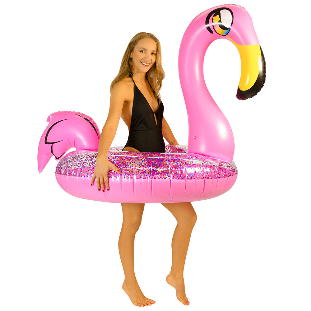 Alternative view of PoolCandy Jumbo Glitter Flamingo 48-inch Pool Tube