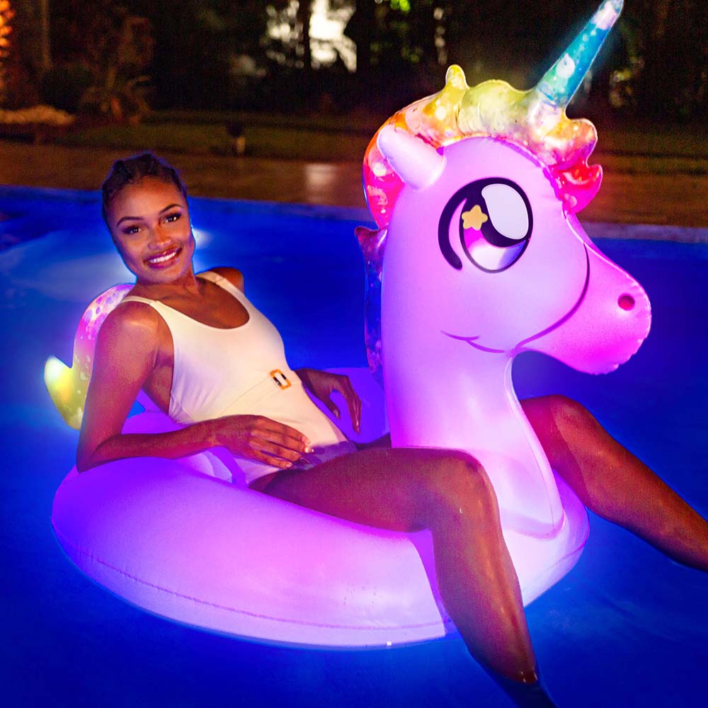 PoolCandy Illuminated LED Unicorn 42" Jumbo Pool Tube - Image 2