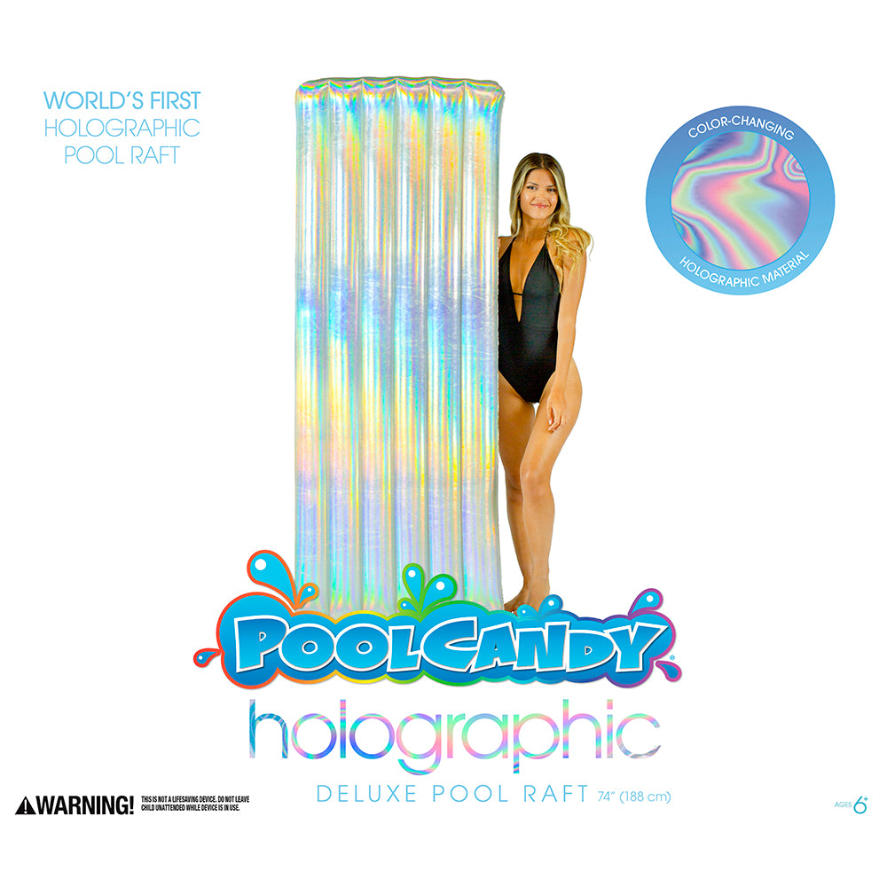 PoolCandy Holographic Deluxe Pool Raft - 74 x 30 Inches - Image 2