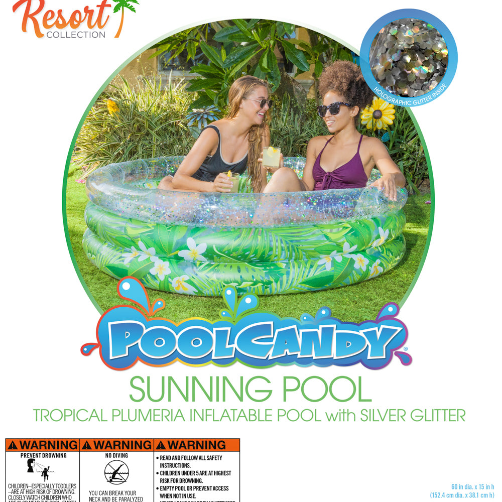 Alternative view of Poolcandy Tropical Palm & Plumeria Deluxe Inflatable Sunning Pool - 60x15 inch
