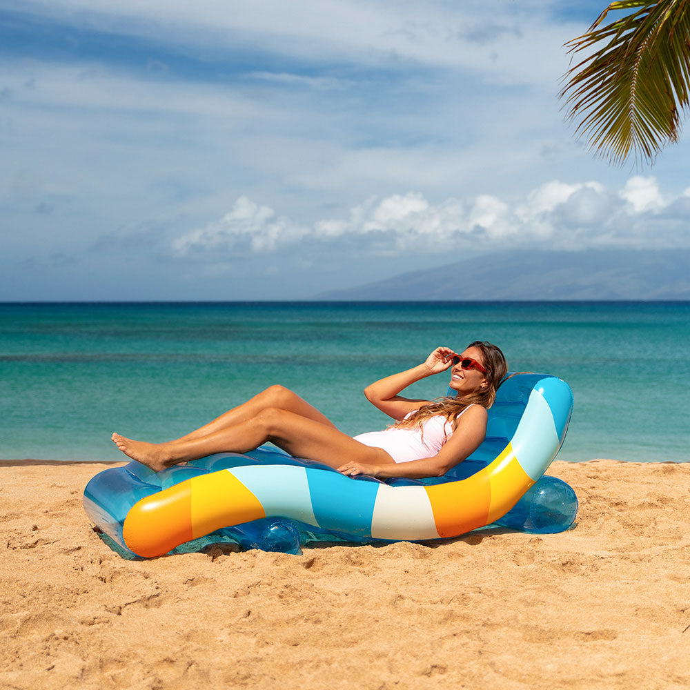 Alternative view of PoolCandy Good Vibes Floating Chaise Lounger - Dual Use, Vibrant Blue