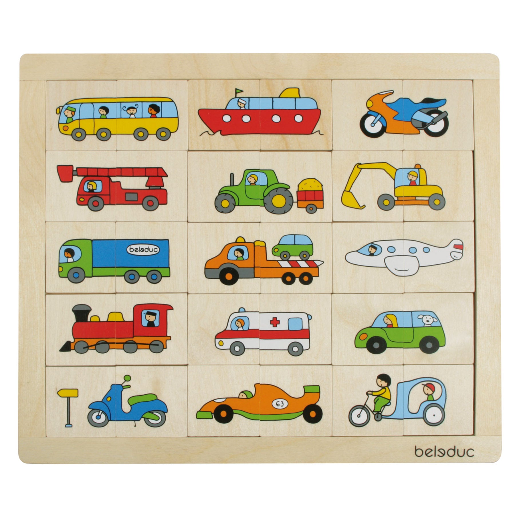 Beleduc Match & Mix Transport Wooden Puzzle - 30 pc - Image 2