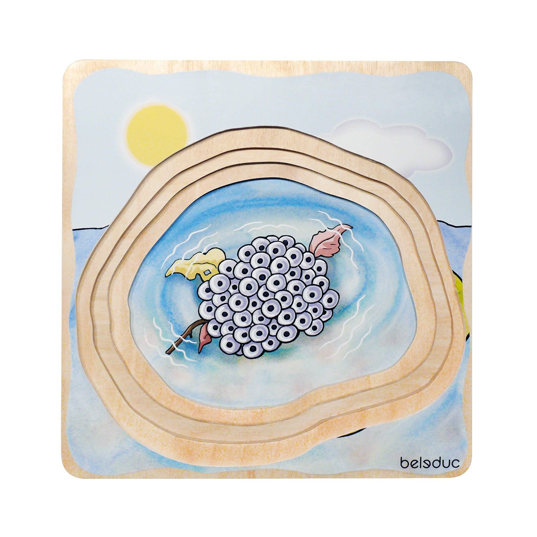 Beleduc Layer Puzzle - Frog Lifecycle - 5 Wooden Layers - 28 Pieces - Image 2