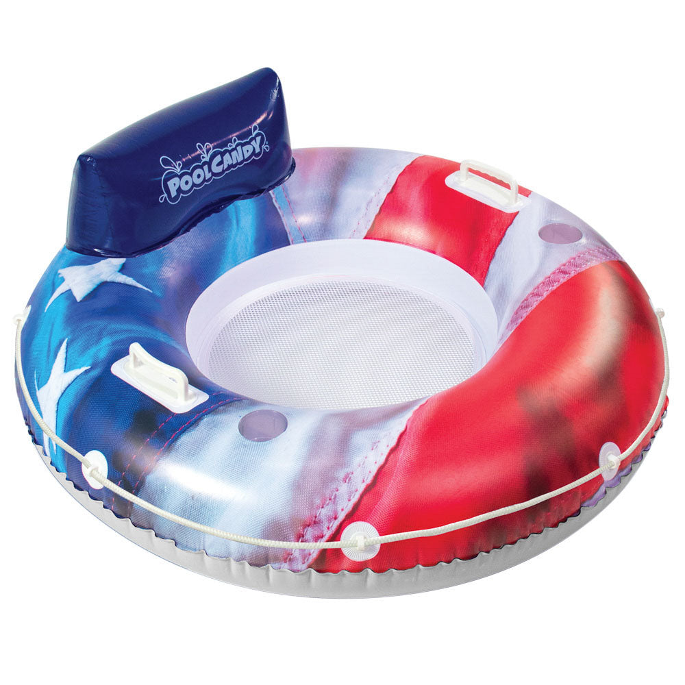 PoolCandy Stars & Stripes 48-inch RealPrint River Tube with Back Rest