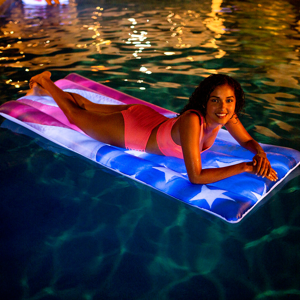 Alternative view of PoolCandy Stars & Stripes LED Deluxe Pool Raft - 74 x 30 Inch