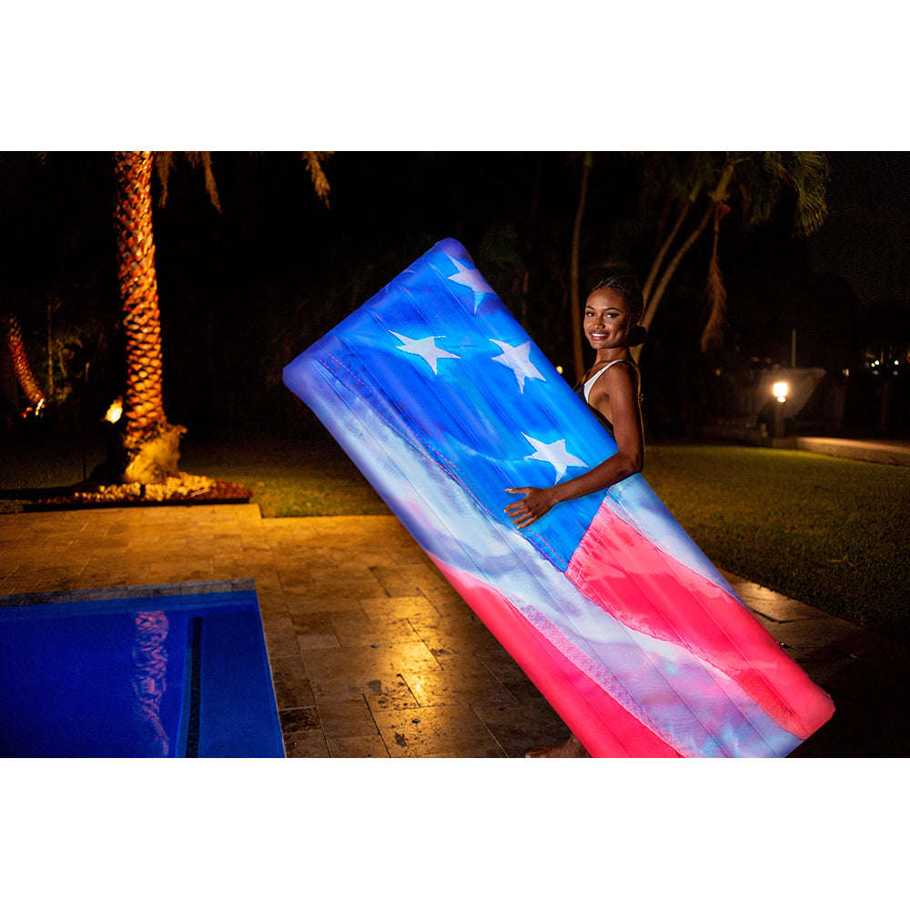 PoolCandy Stars & Stripes LED Deluxe Pool Raft - 74 x 30 Inch - Image 5
