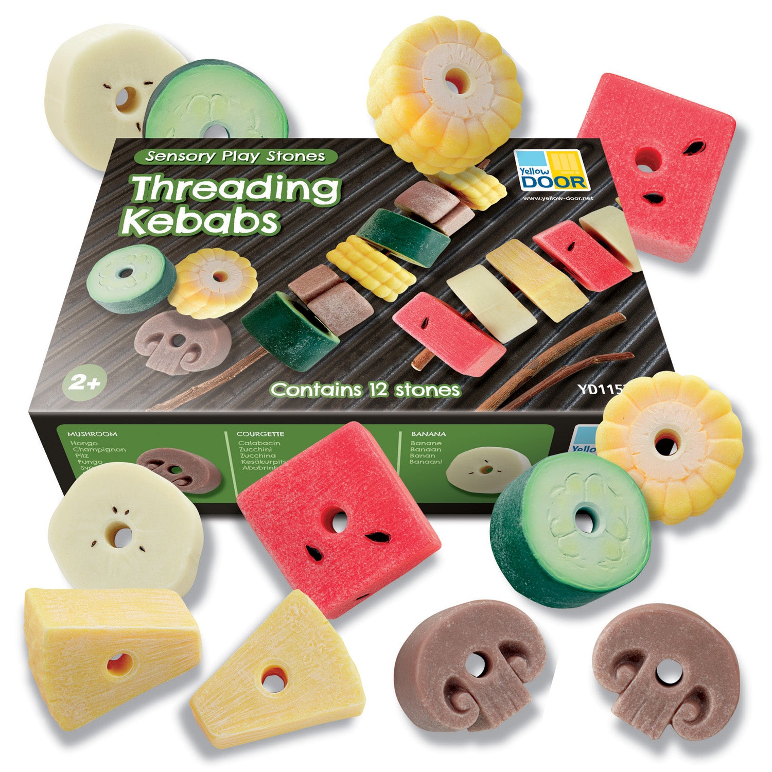 Alternative view of Yellow Door Sensory Play Stones, Threading Kebabs Toy Set