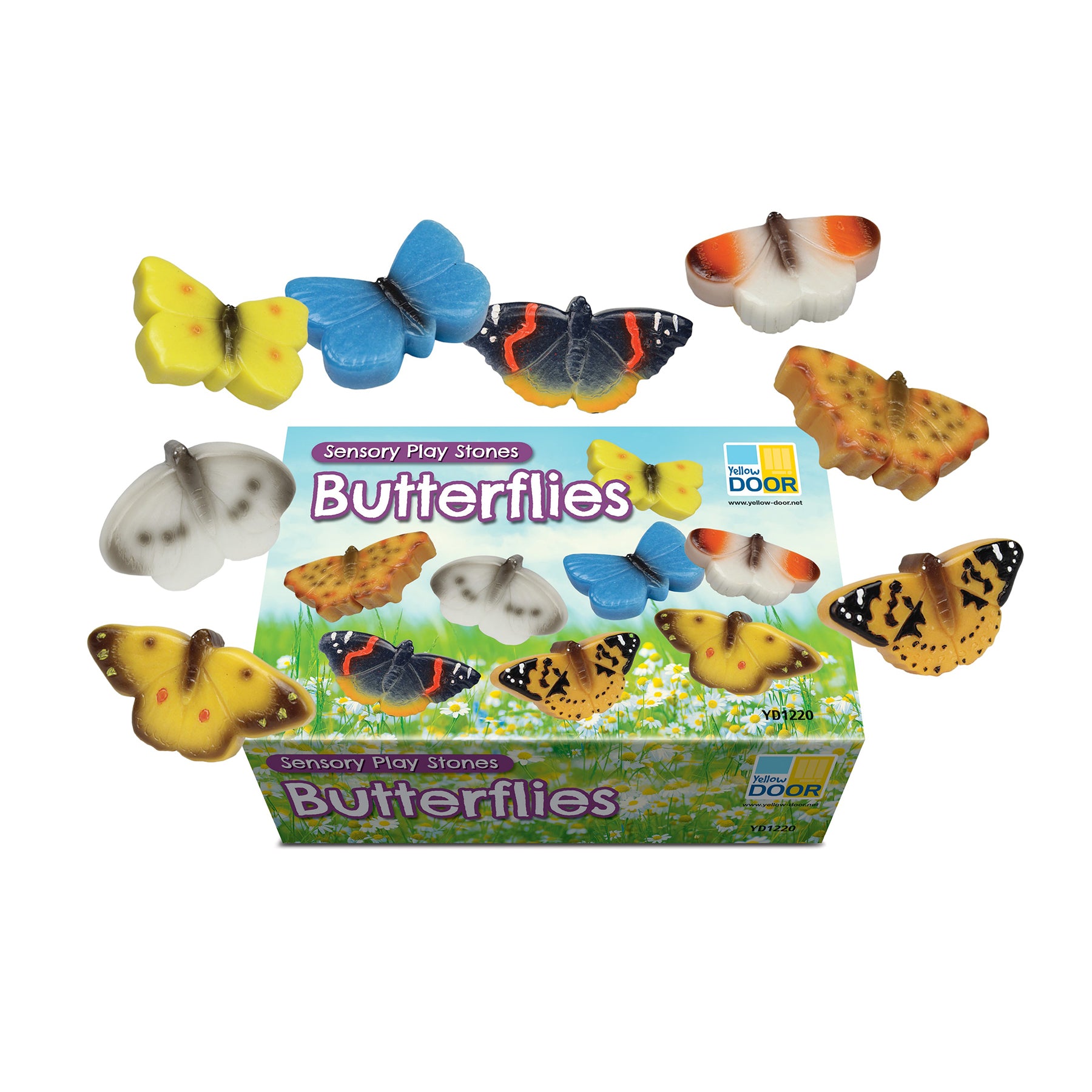 Yellow Door Sensory Play Stone Butterflies - Set Of 8