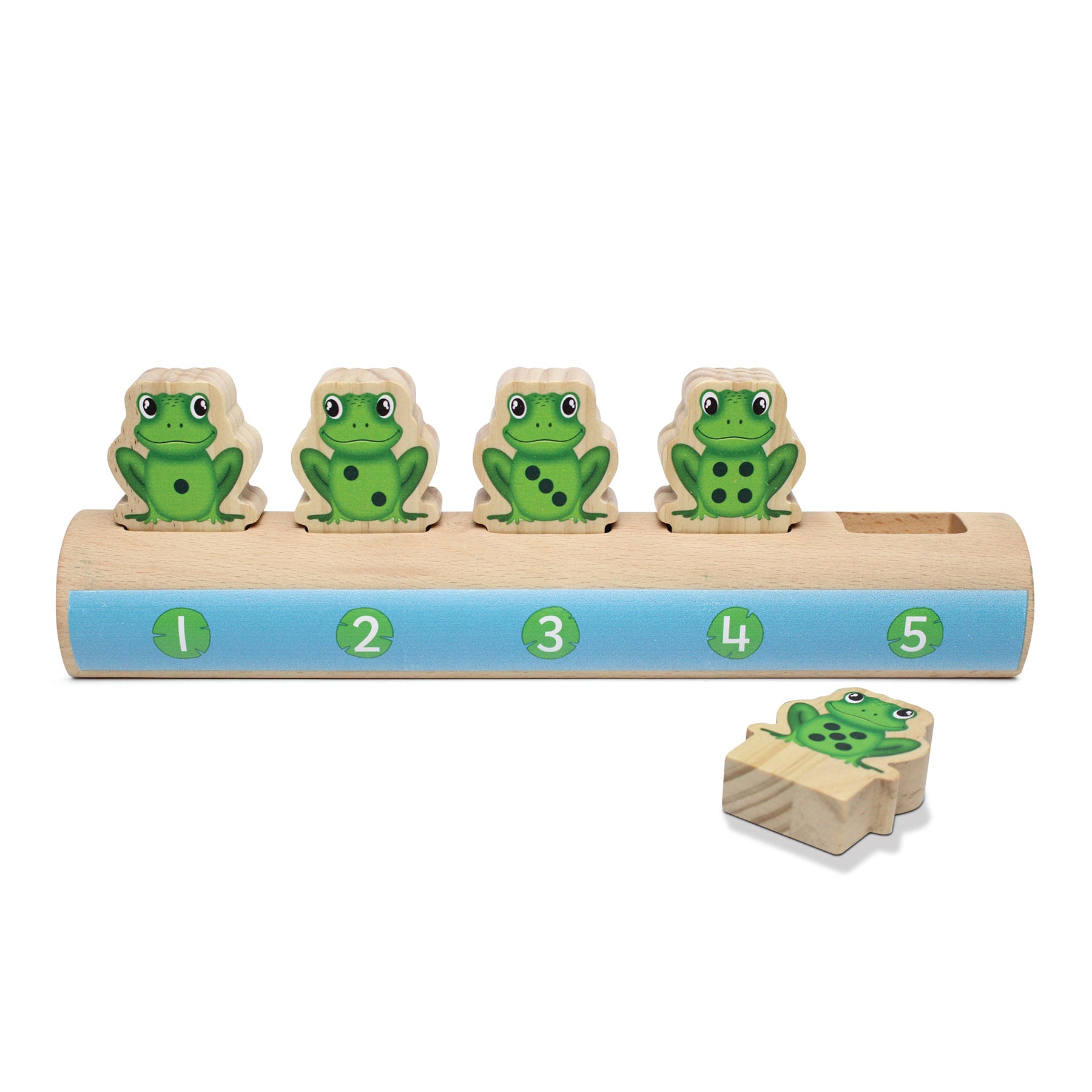Yellow Door Sustainable Wood Five Frogs On A Log - Number Matching Game