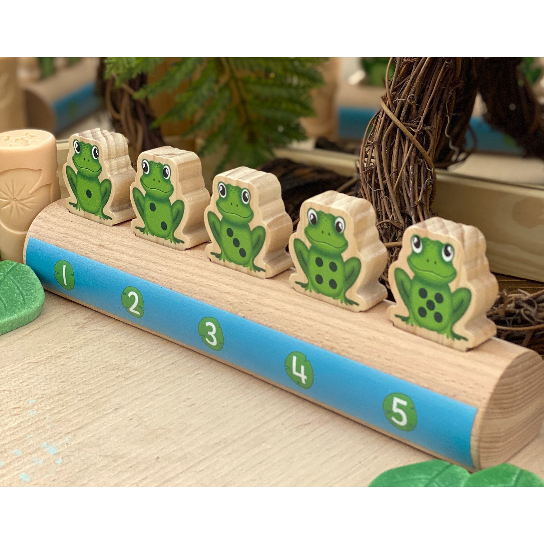Alternative view of Yellow Door Sustainable Wood Five Frogs On A Log - Number Matching Game
