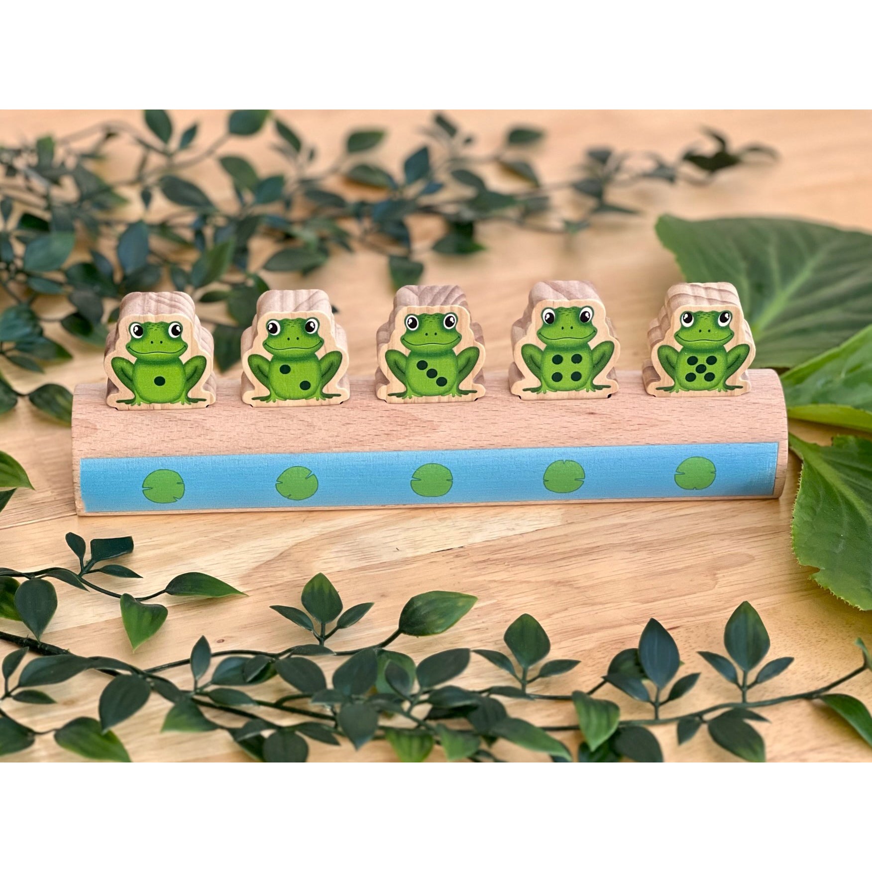 Yellow Door Sustainable Wood Five Frogs On A Log - Number Matching Game - Image 3