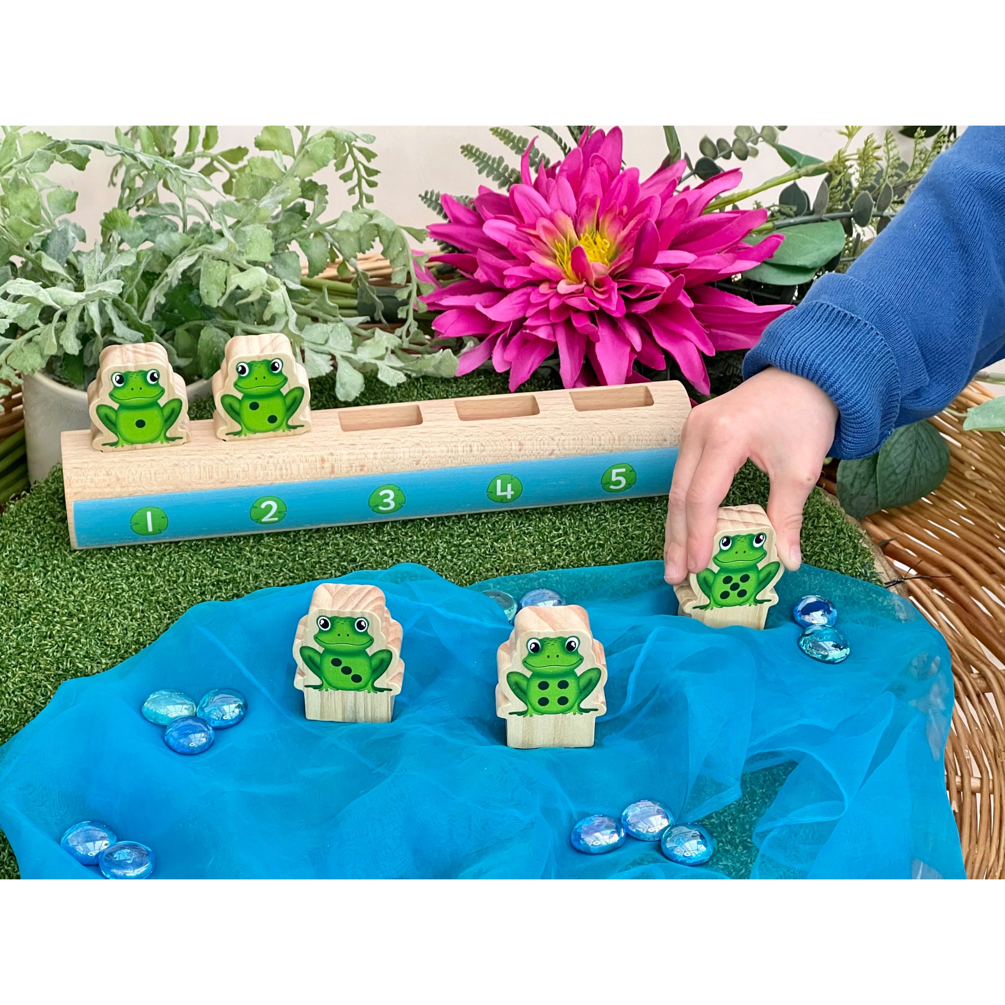 Yellow Door Sustainable Wood Five Frogs On A Log - Number Matching Game - Image 5