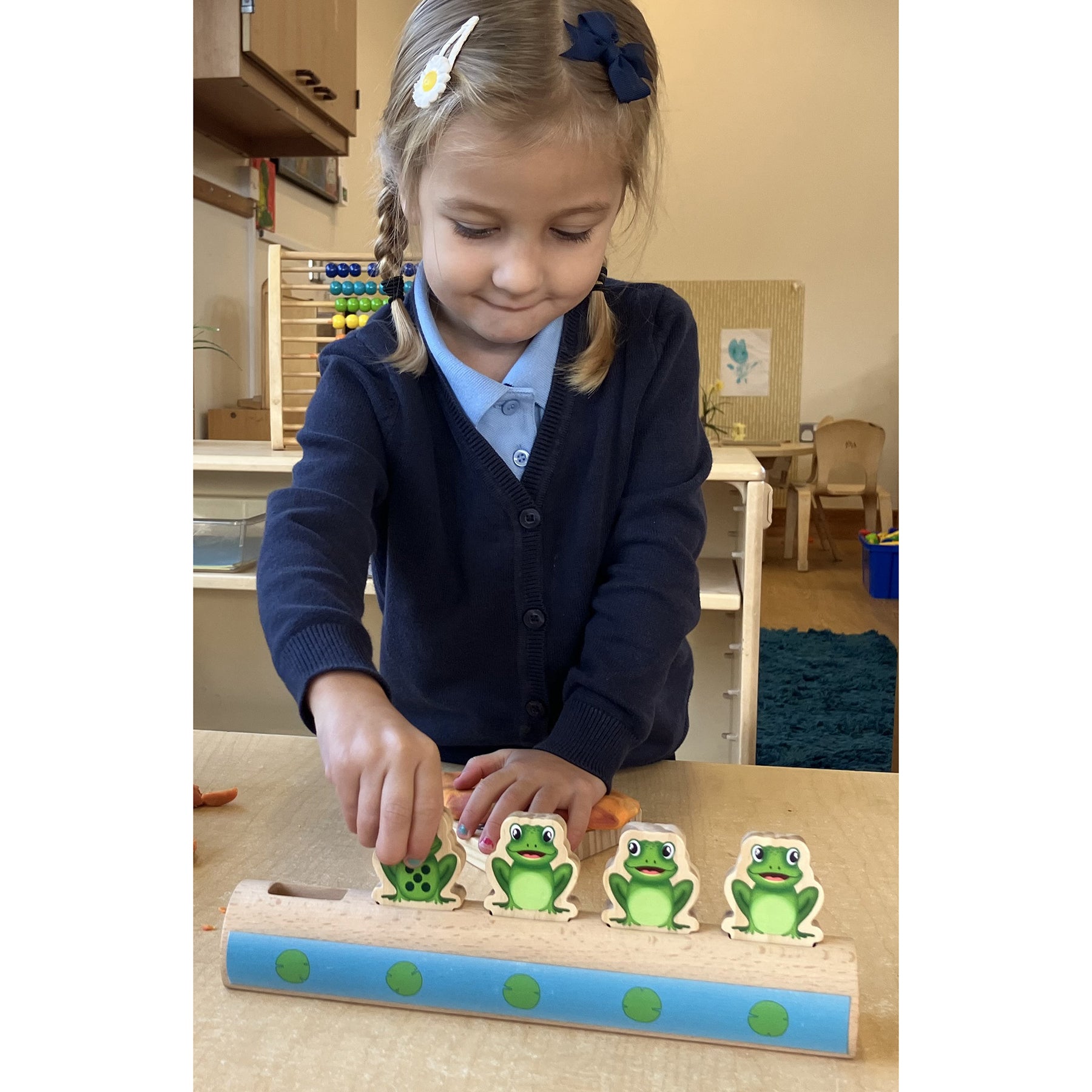 Yellow Door Sustainable Wood Five Frogs On A Log - Number Matching Game - Image 8