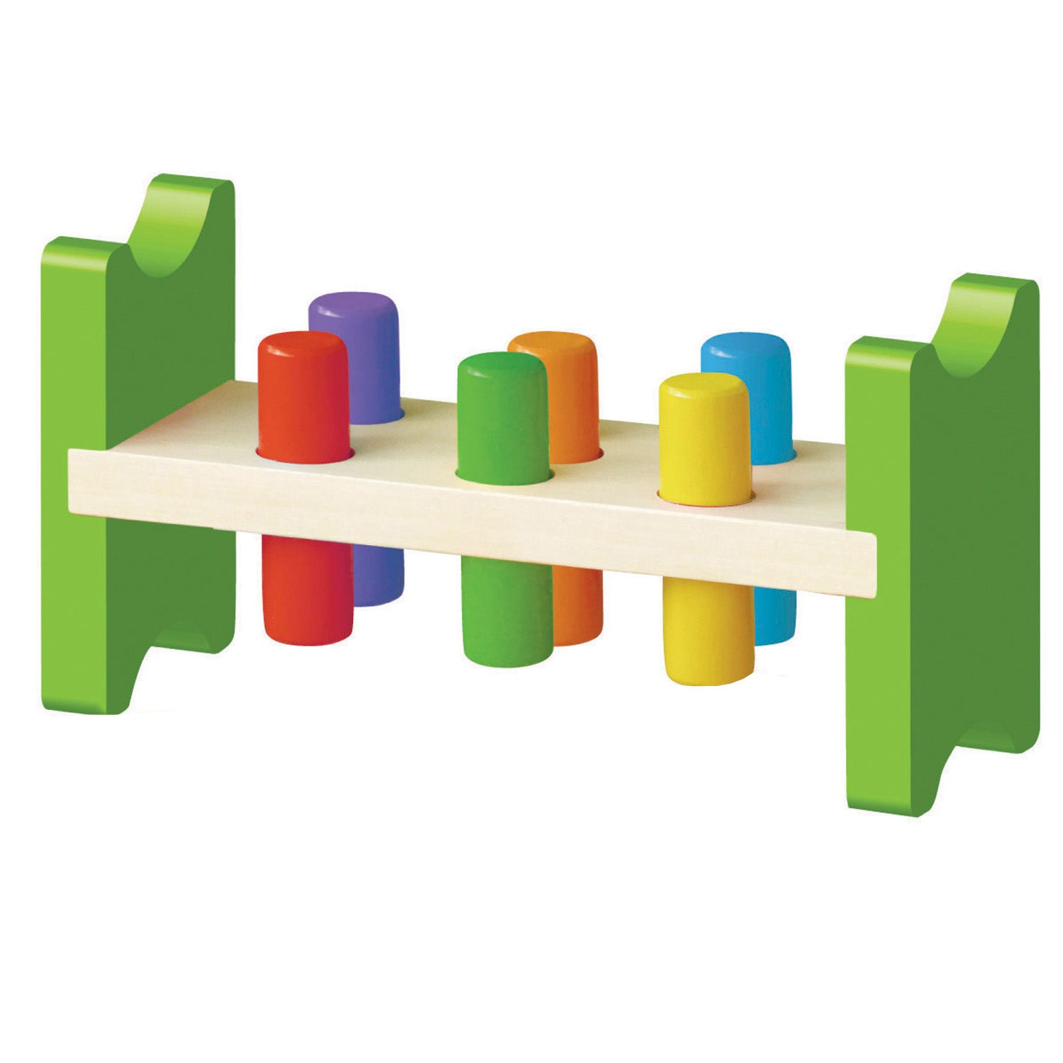 The Original Toy Company - Pound a Peg Classic Bench Toy - Colorful Wooden Pegs - Image 3