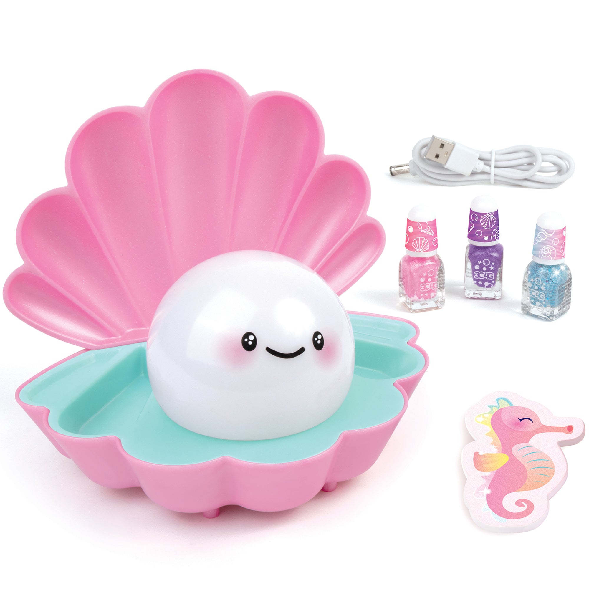 3C4G Pearl Perfect Light-Up Nail Dryer - Pink Shell Shaped Manicure Kit, 6pc - Image 3