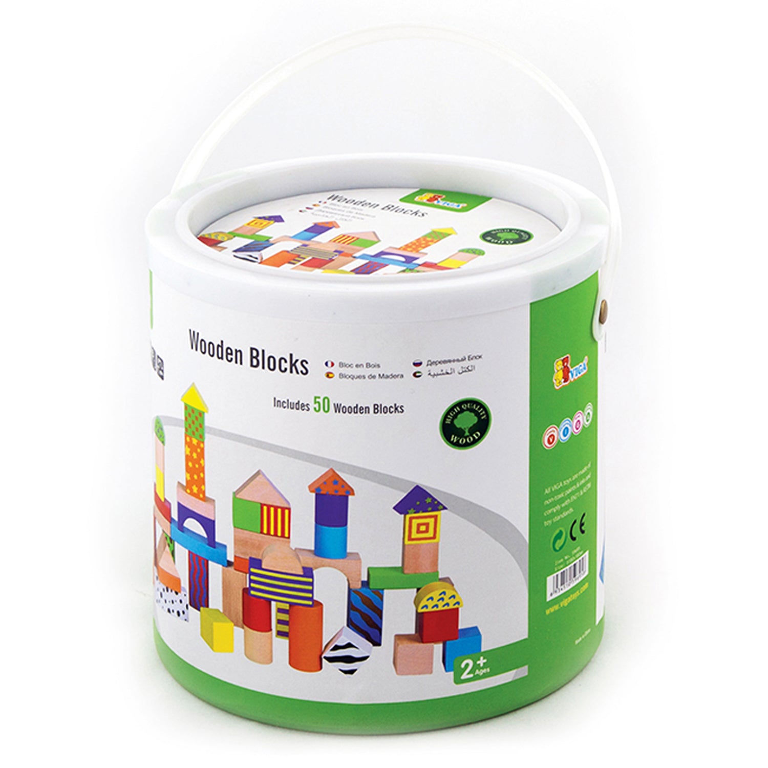 Alternative view of The Original Toy Company 50-Piece Wooden Blocks Set - Multicolor