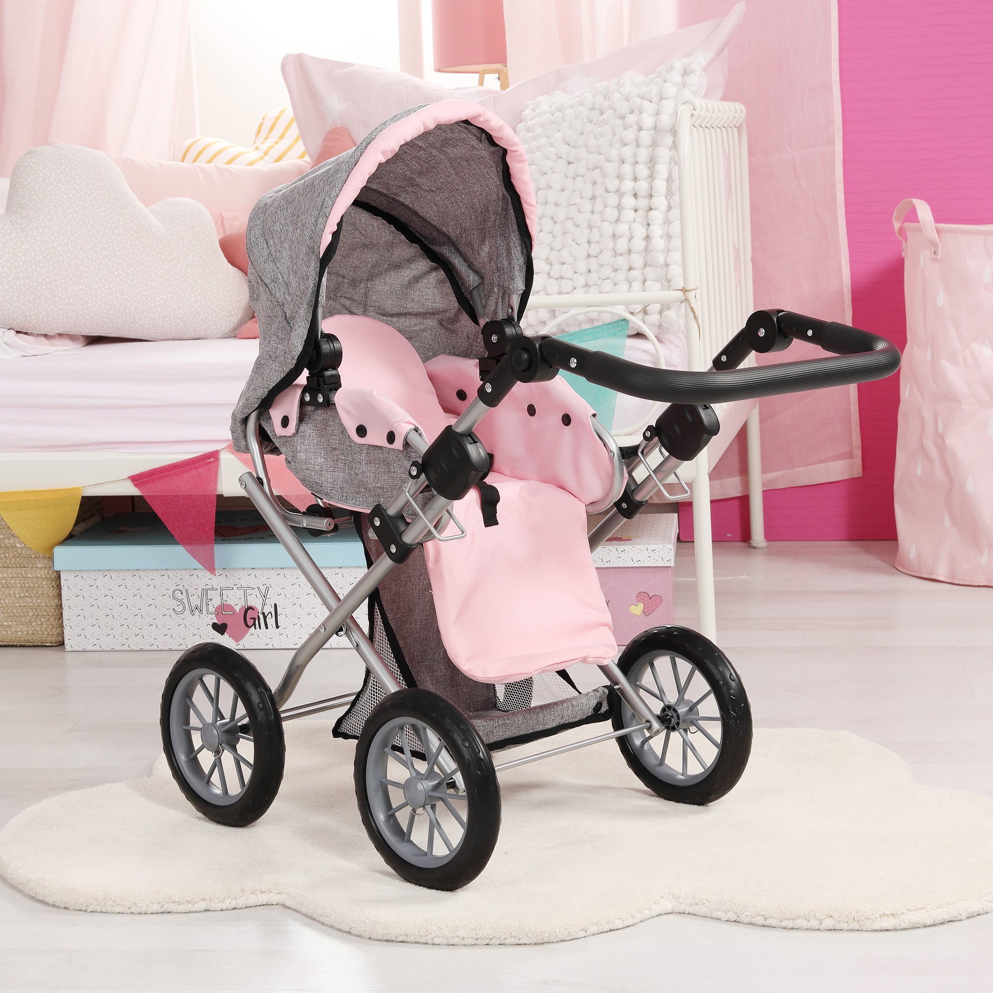 Bayer Design City Star Doll Pram, Convertible Stroller for Dolls Up to 18 Inches - Image 2