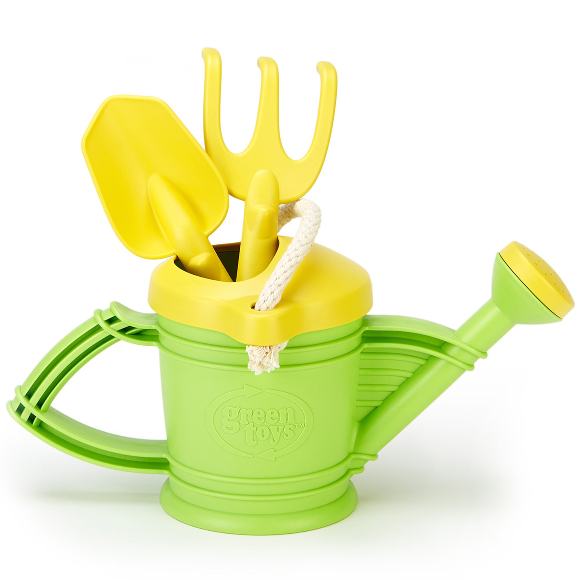 Green Toys - Watering Can Set - Eco-Friendly 3pc Garden Tool Kit, Hand Rake & Shovel, 18mo+ - Image 5