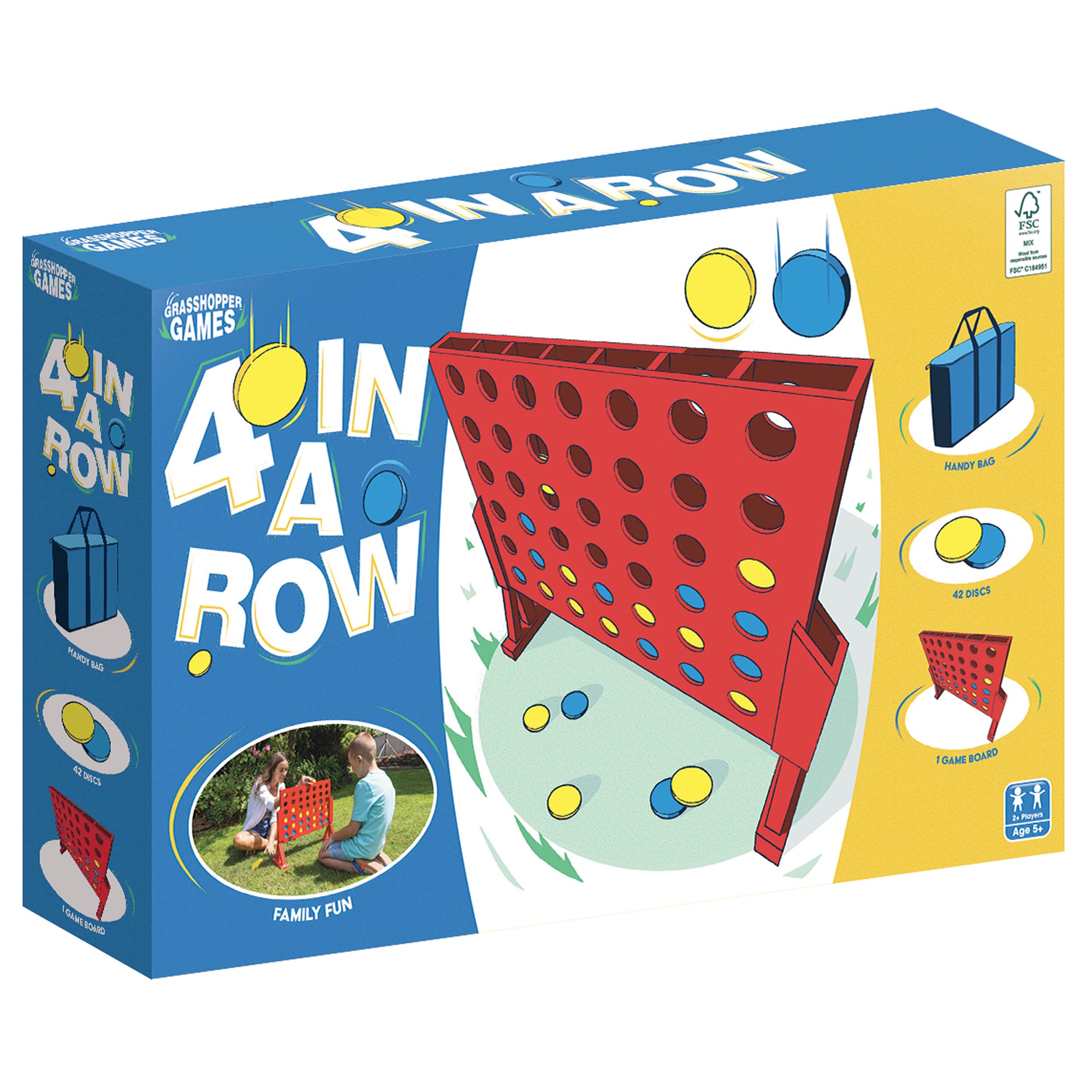 Alternative view of Grasshopper Games Giant 4-In-A-Row Wood Game with Travel Bag for Indoor/Outdoor Fun