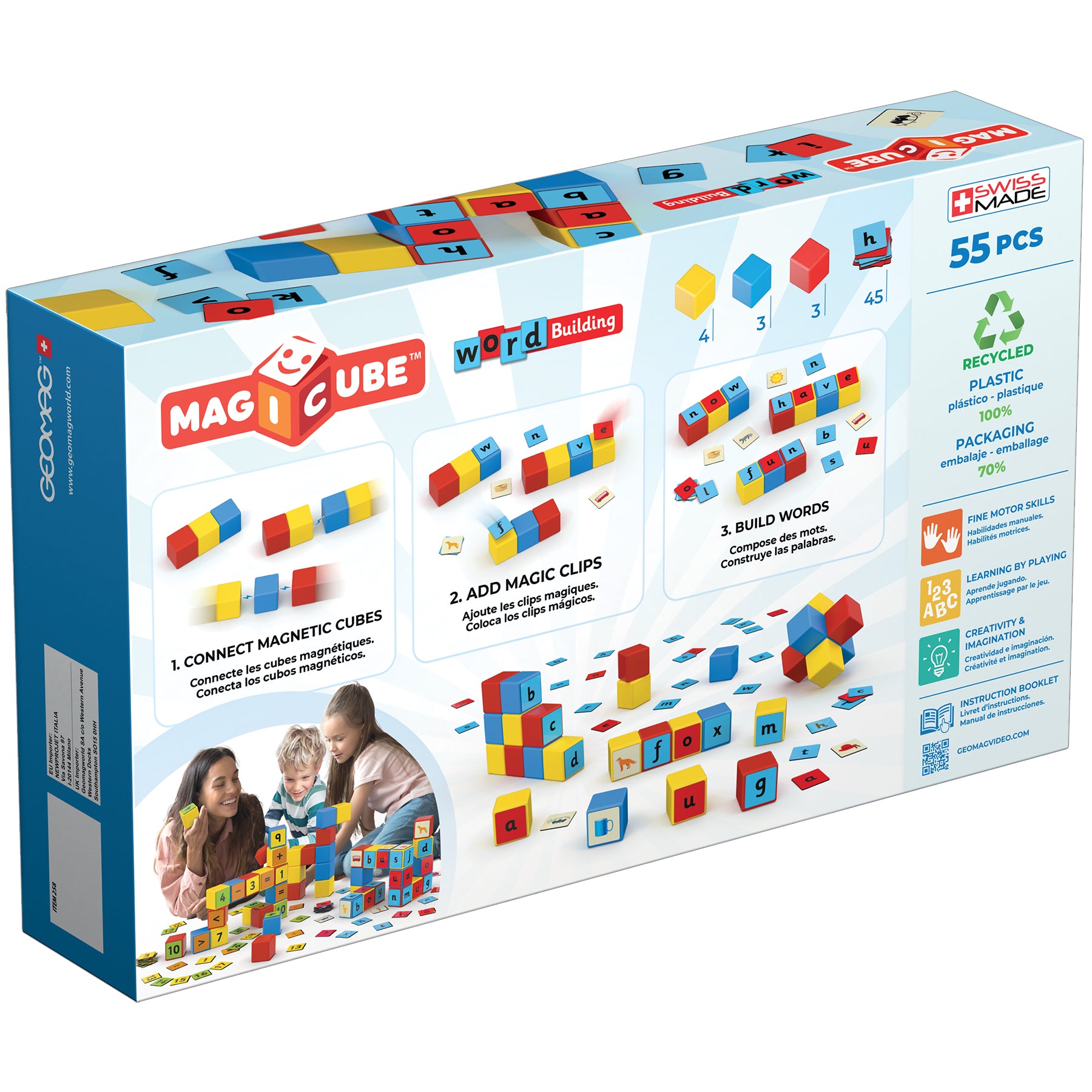 Alternative view of Geomag Magicube 55-Piece Recycled Word Building Set - Educational Toy