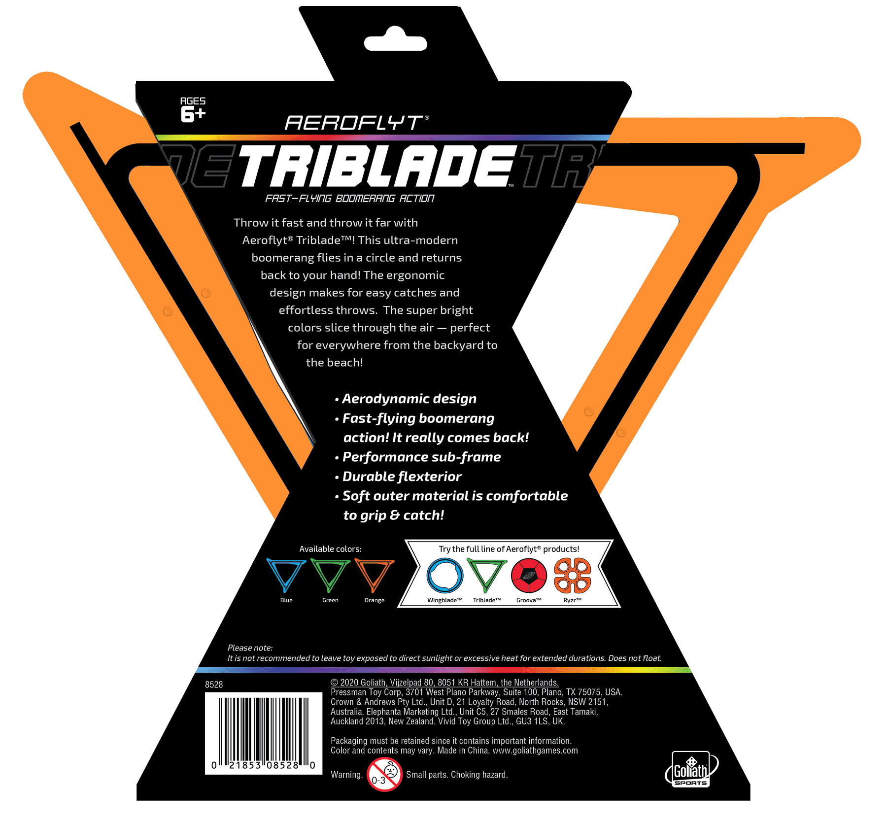 Alternative view of Goliath Sports Aeroflyt Triblade Boomerang in Vibrant Orange