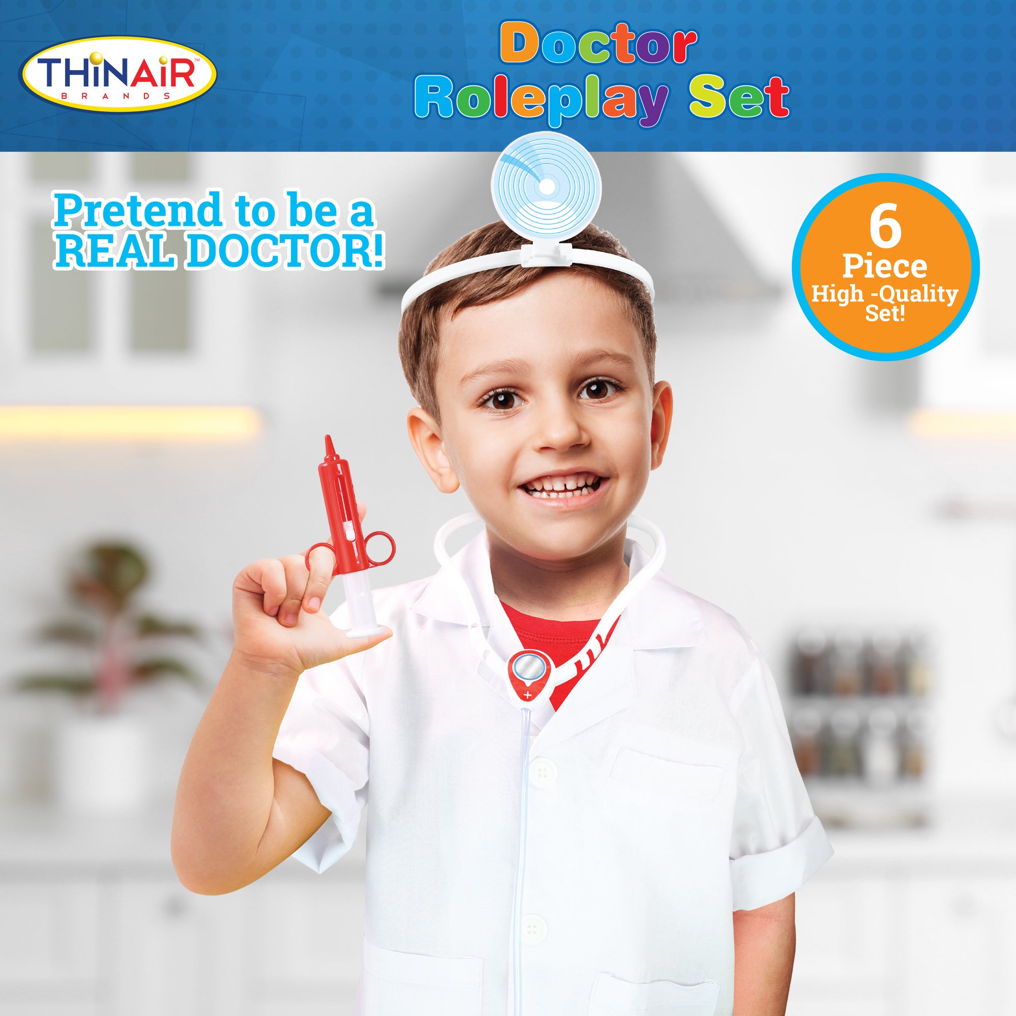 Playful Minds 6pc Doctor Dress Up Set - White & Red - Image 3
