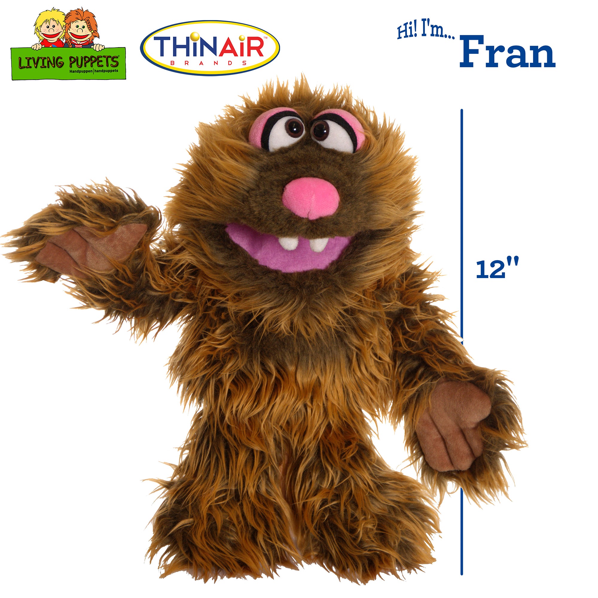Alternative view of Living Puppets Fran The Friendly Brown Monster 12" Plush Hand Puppet
