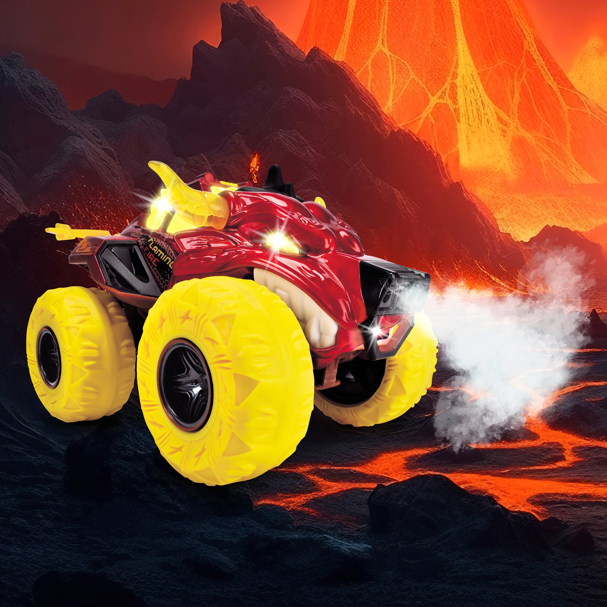 Dickie Toys Monster Fire Truck with Steam, Lights & Sounds - 9.8" - Image 5