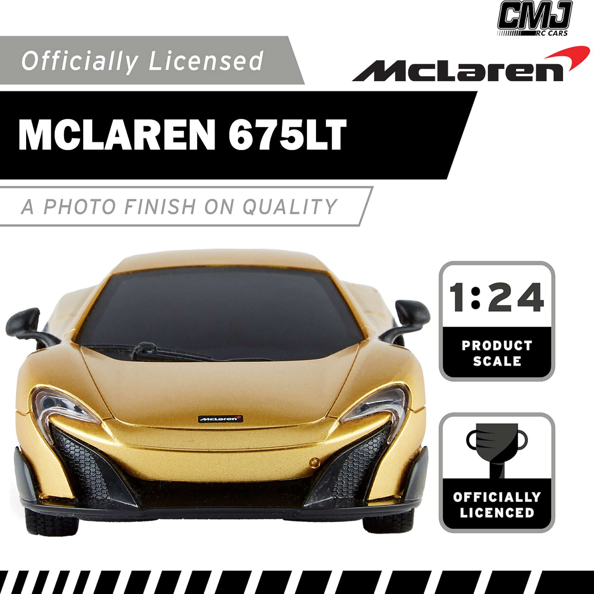 CMJ RC Cars: McLaren 675LT - Gold - 1:24 Scale, 2.4GHz, Remote Control Sports Car with LED Headlights - Image 5