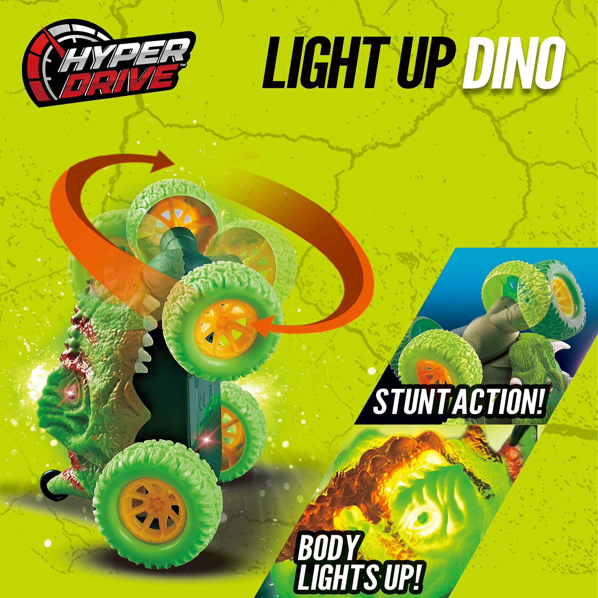 Hyper Drive RC Light Up Dino - Green Remote Control Stunt Dinosaur for Kids 5+ - Image 3