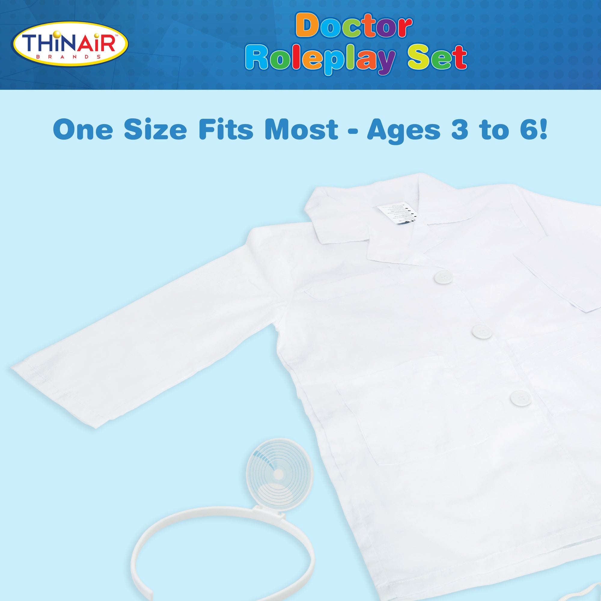 Playful Minds 6pc Doctor Dress Up Set - White & Red - Image 4