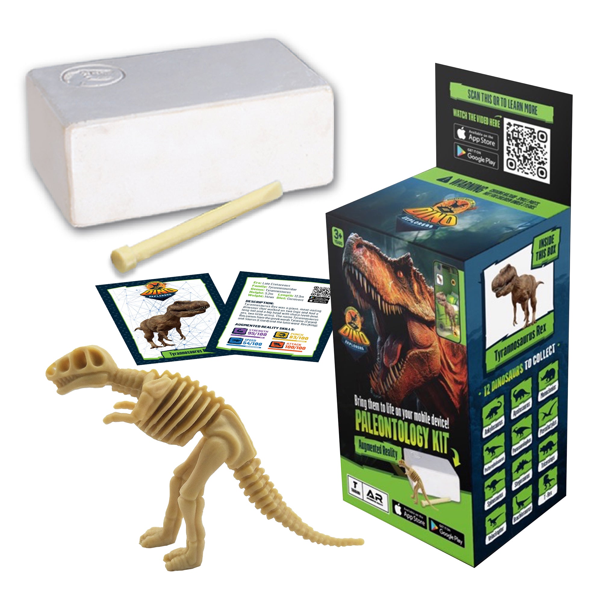 Dino Explorers AR Dinosaur XL & Brick Combo - 10" T-Rex Sound Figure & Dig Kit - Image 4